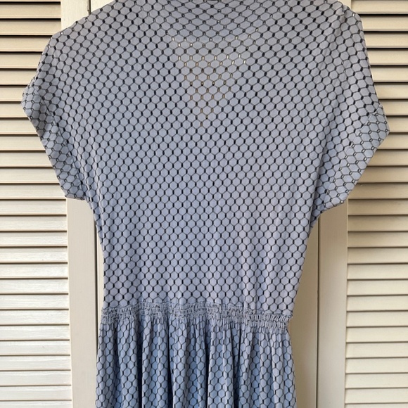 Vintage 1950s Light Blue Eyelet Nylon Day Dress Comfort & Stretch - Picture 8 of 15